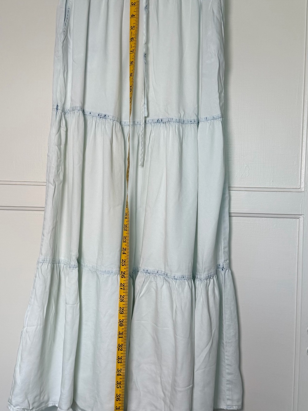 Mystree Light Blue Tiered Maxi Skirt - Casual Everyday Style (D0009)